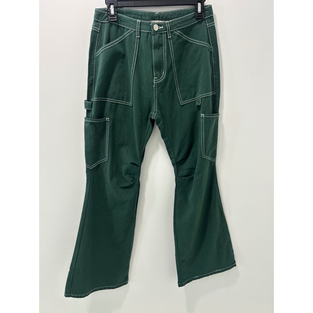 Et Clet Green Contrast Stitch Carpenter Pants Women Medium C2576P